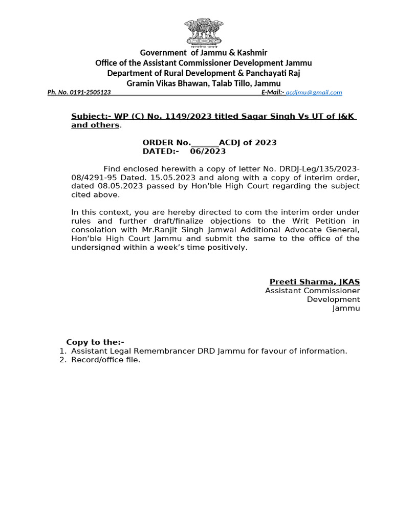 J&K Development Orders and Legal Directives | PDF | Government Of India