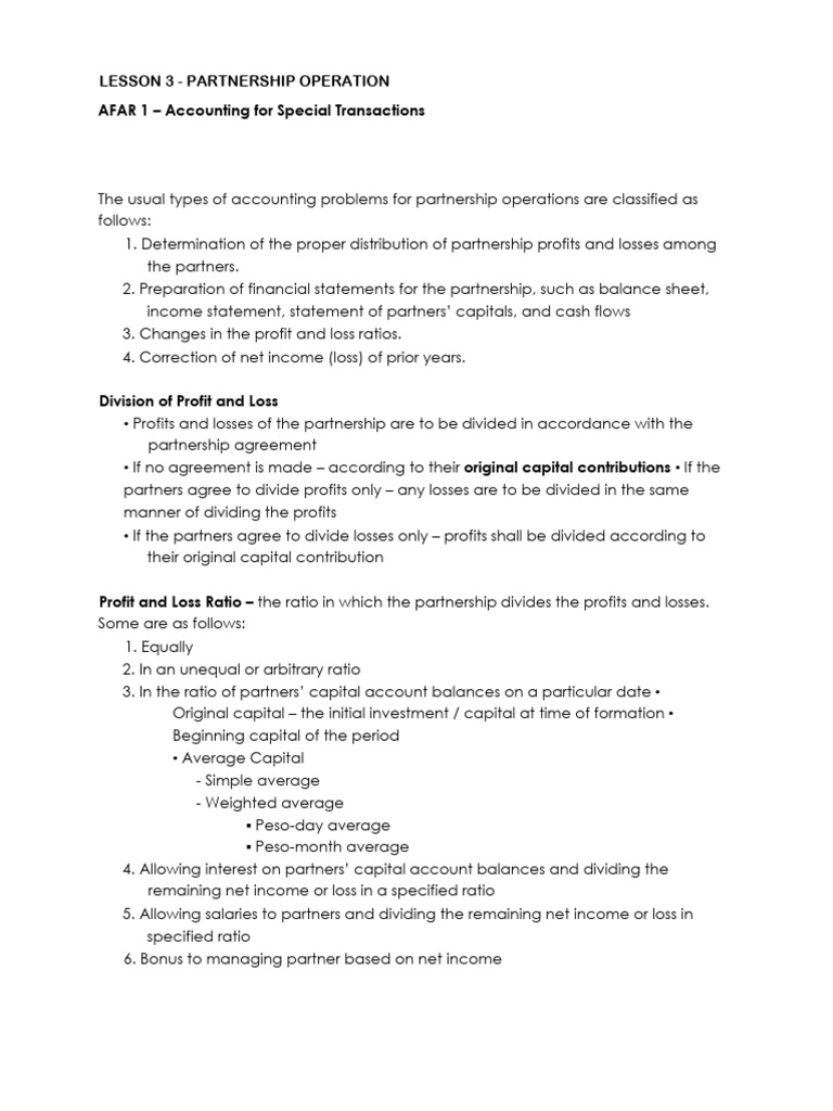 Partnership Profit and Loss Accounting | PDF | Income Statement ...