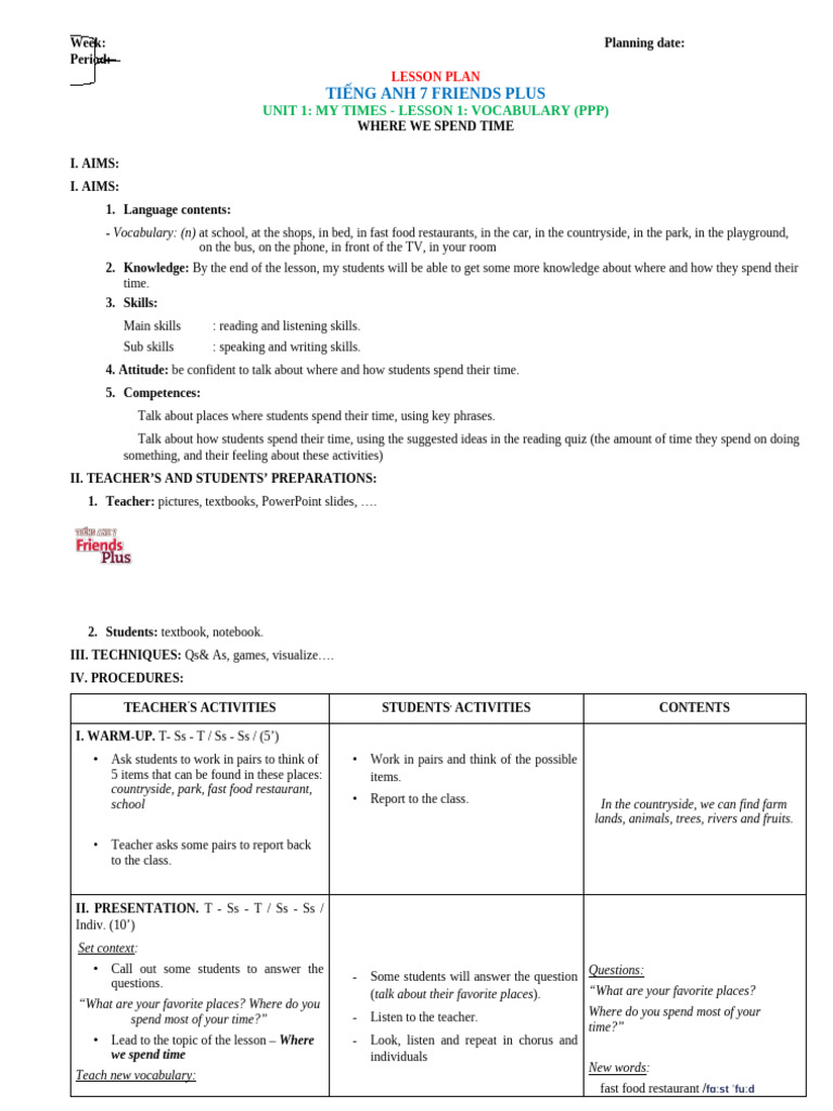 English 7 Lesson Plan: Screen Time | PDF | Grammatical Number | Plural