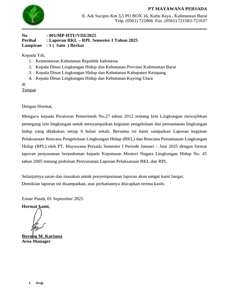 Laporan RKL-RPL PT Mayawana 2025 | PDF