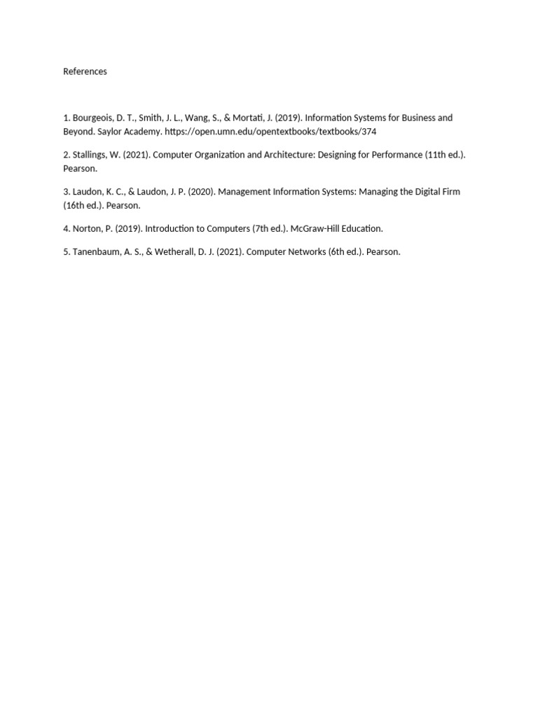 Key References for Information Systems | PDF