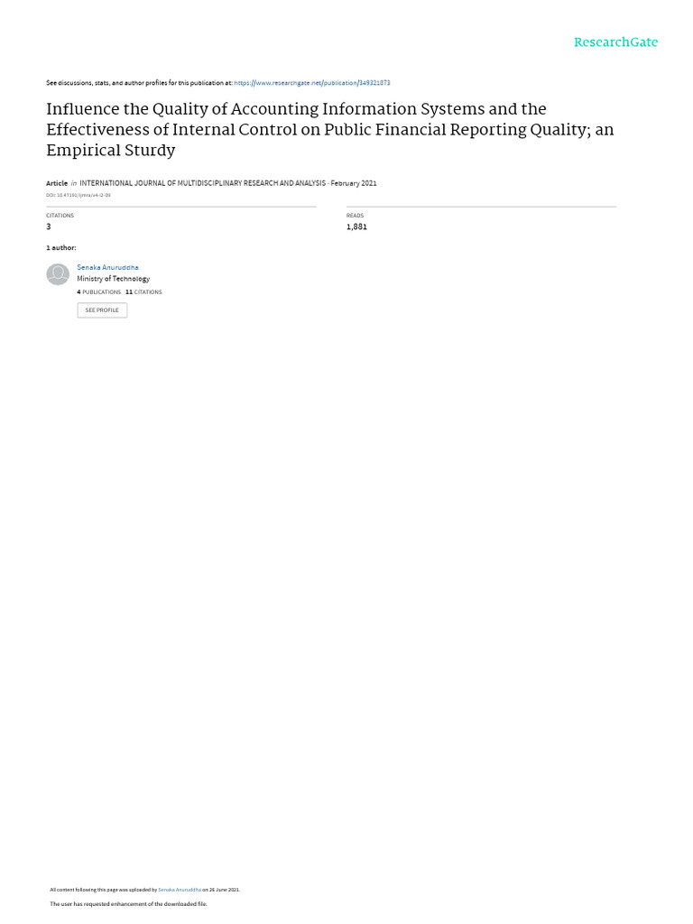 Impact of AIS and IC on Financial Reporting | PDF | Coefficient Of ...