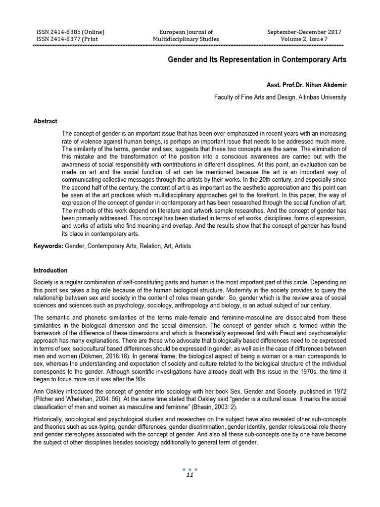 Gender Representation in Contemporary Art | PDF | Gender | Gender Studies