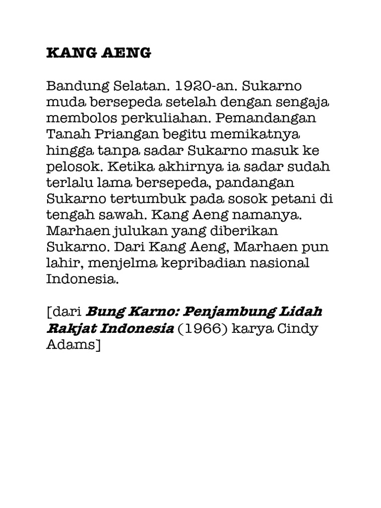 Kang Aeng: Inspirasi Marhaen Sukarno | PDF