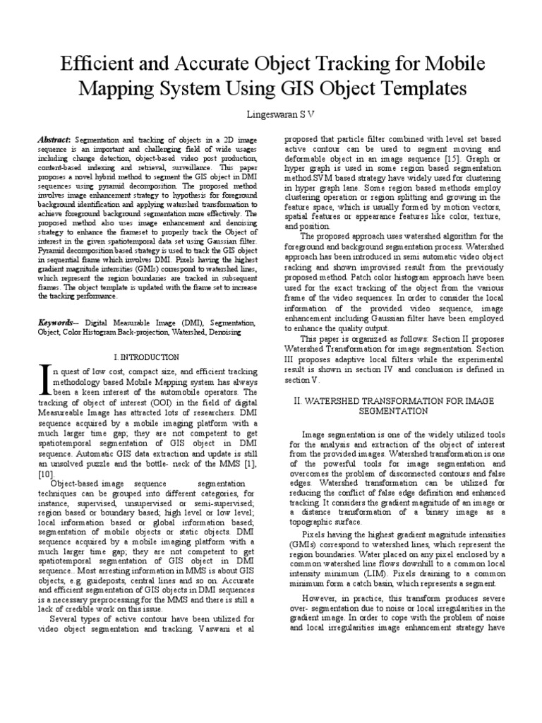 Efficient and Accurate Object Tracking For Mobile Mapping System Using ...