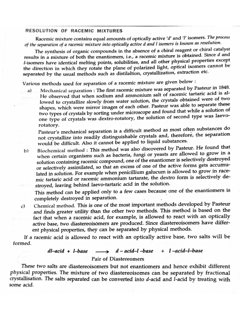Resolution of Racemic Mixture | PDF