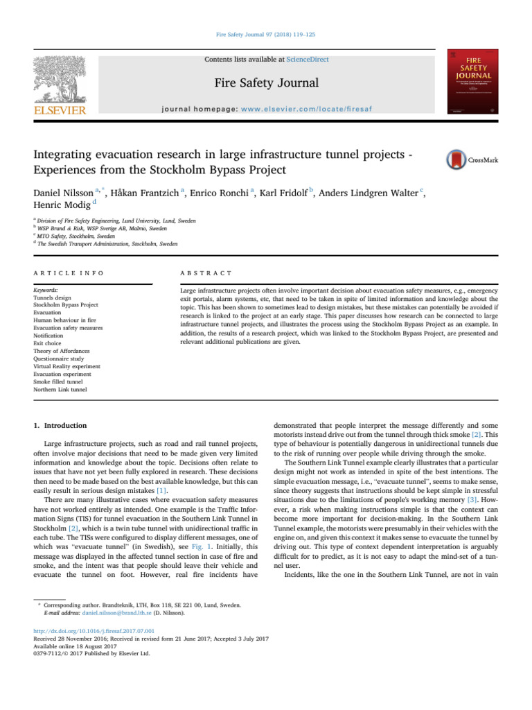 Evacuation Safety in Tunnel Design | PDF | Virtual Reality | Experiment