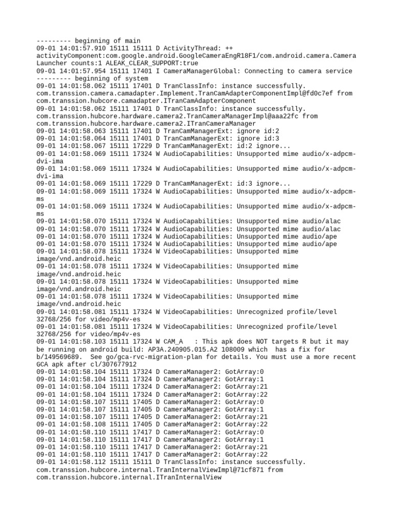 Camera Service Connection Logs | PDF | Software | Computer Engineering