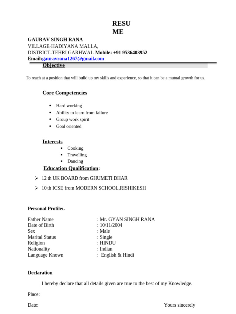 Resume of Gaurav Singh Rana | PDF