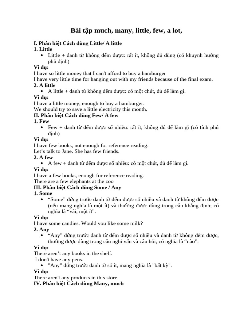 Distinguishing Much and Many Usage | PDF