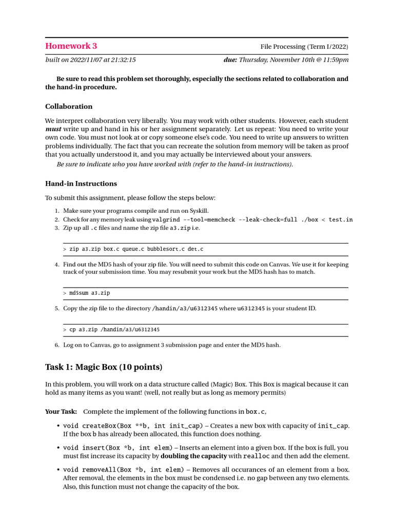 Homework 3: C Programming Assignments | PDF | Pointer (Computer ...