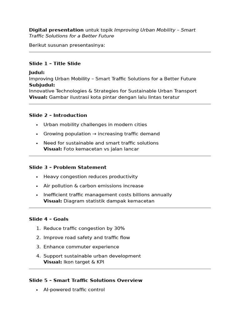 Binus - Digital Presentation Untuk Topik Improving Urban Mobility | PDF ...