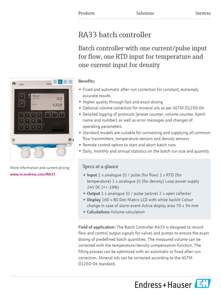 RA33 Batch Controller Overview | PDF | Power Supply | Computer Engineering