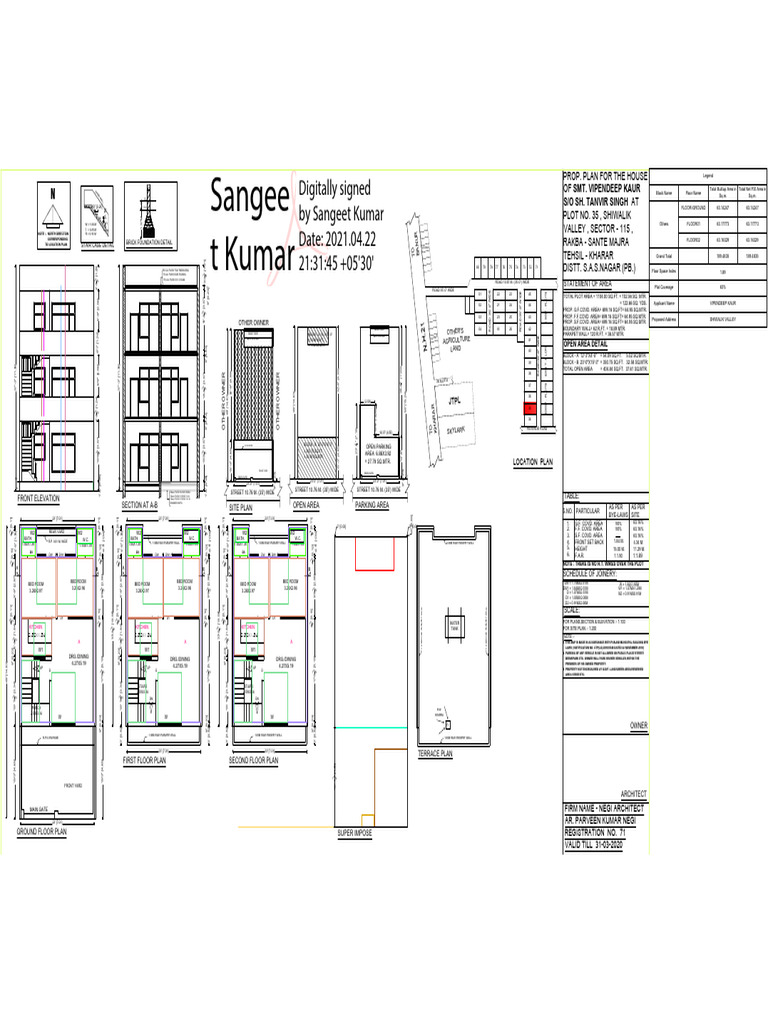 House Plan and Area Statement for VIPENDEEP KAUR | PDF