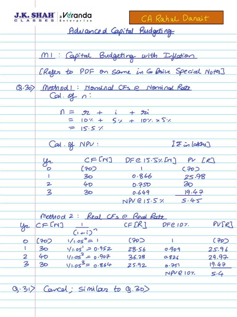 Advanced Capital Budgeting Techniques | PDF | Net Present Value ...