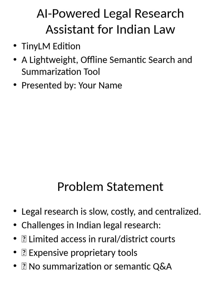 TinyLM Legal Assistant Pitch | PDF