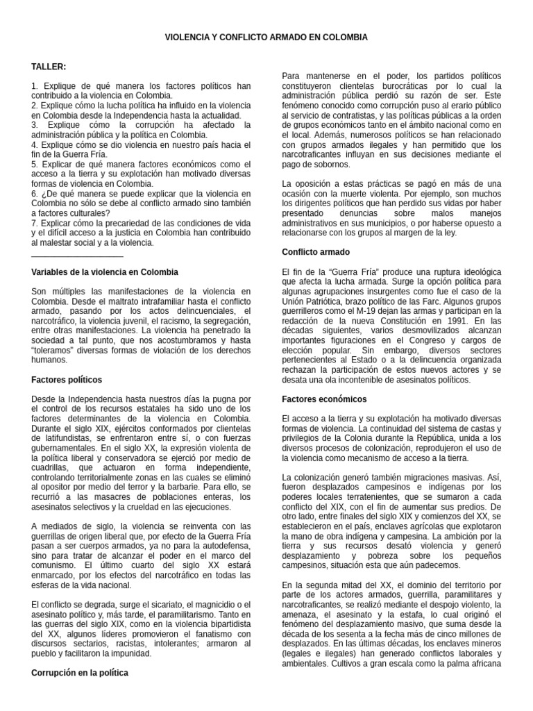 Violencia y Conflicto Armado en Colombia | PDF | Violencia | Colombia