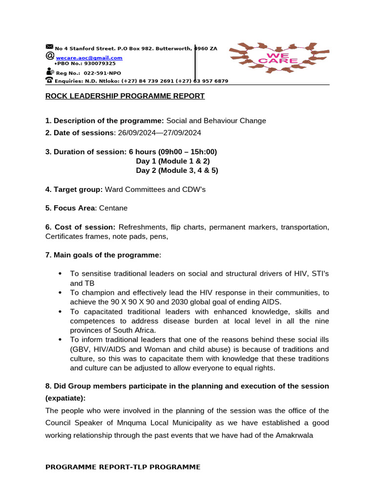 TLP Session Report - Centane | PDF