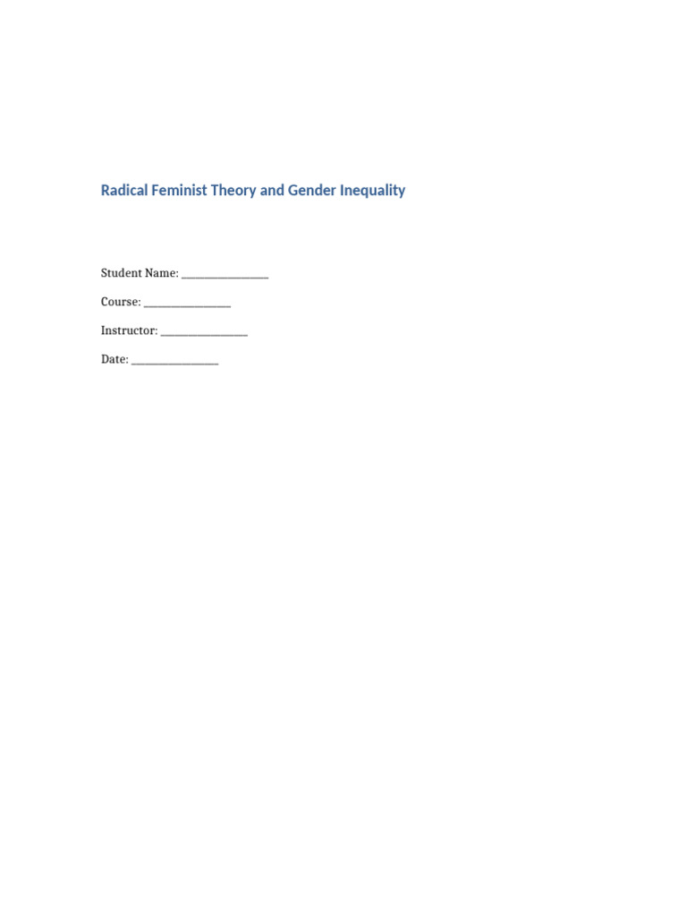Radical Feminism and Gender Inequality Insights | PDF | Gender Studies ...