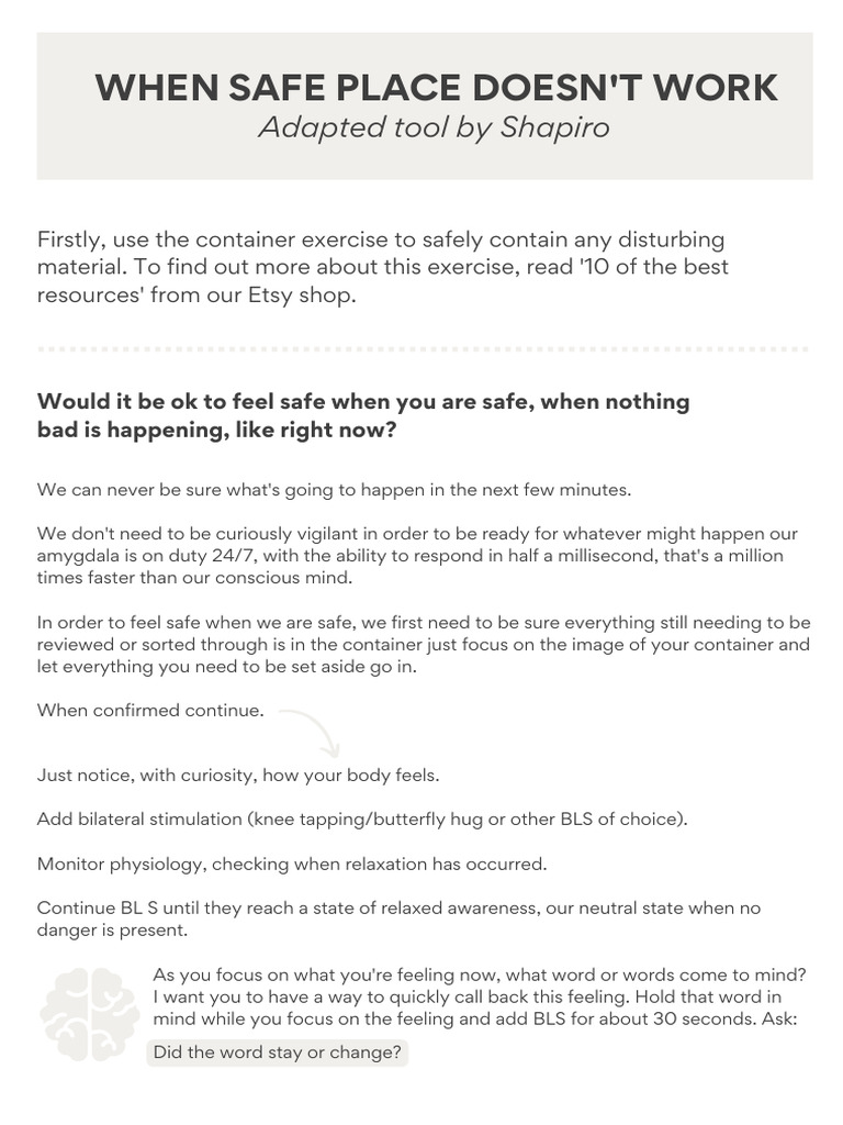 EMDR Safe Place Script Guide | PDF | Eye Movement Desensitization And ...