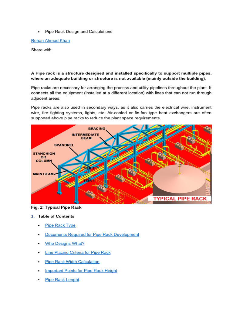 Pipe Rack Design and Calculation Guide | PDF | Pipe (Fluid Conveyance ...