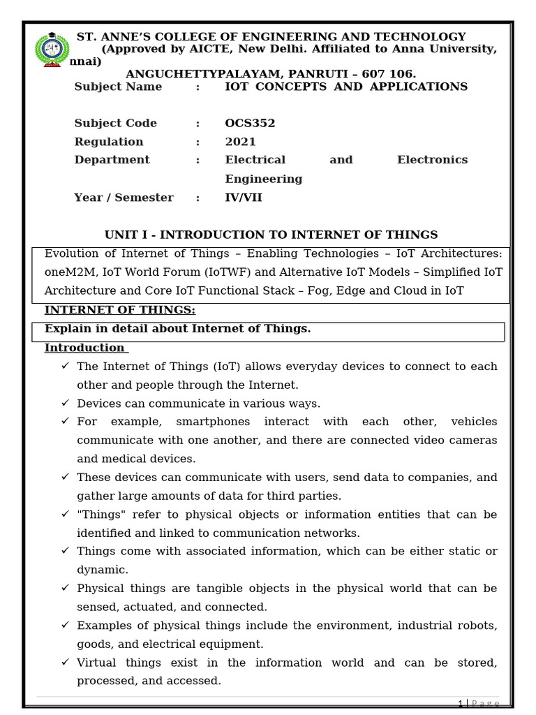 IoT Concepts and Applications Overview | PDF | Internet Of Things ...
