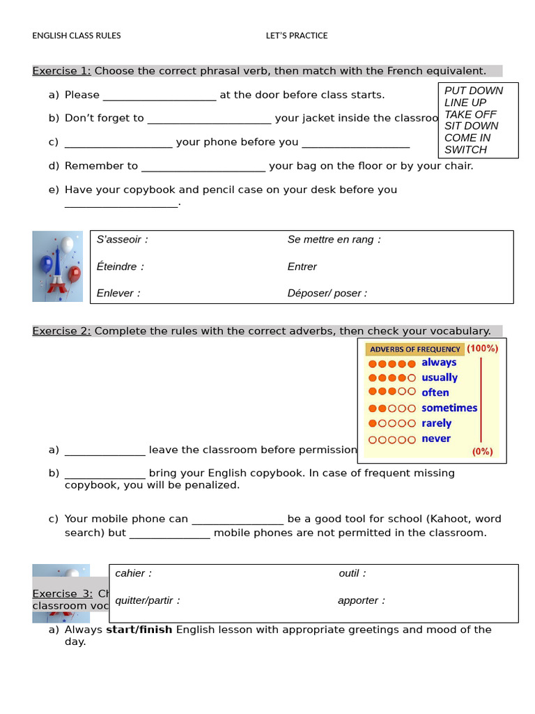 English Class Rules and Exercises | PDF | Linguistics