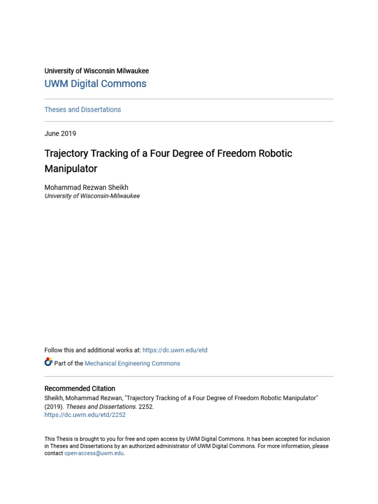 Trajectory Tracking of A Four Degree of Freedom Robotic Manipulat | PDF
