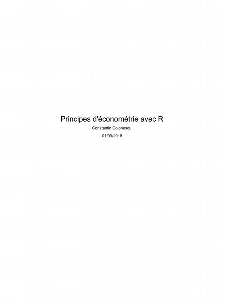 Économétrie avec R : Guide complet | PDF | Régression linéaire ...