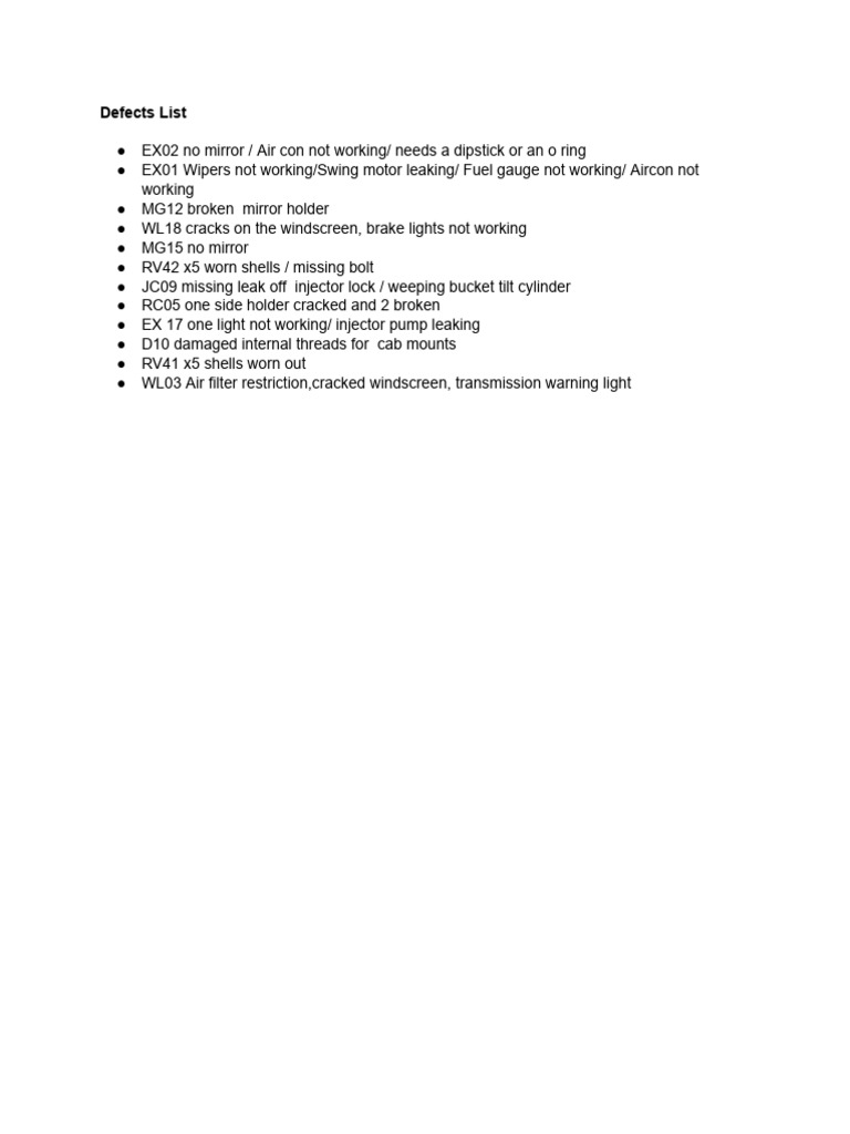 Defects List Overview | PDF