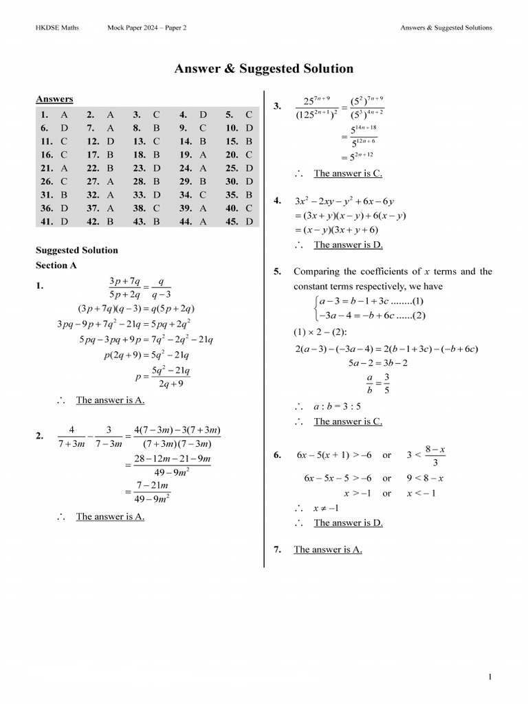 04 MockPaper2024 Paper2 Solutions Eng | PDF