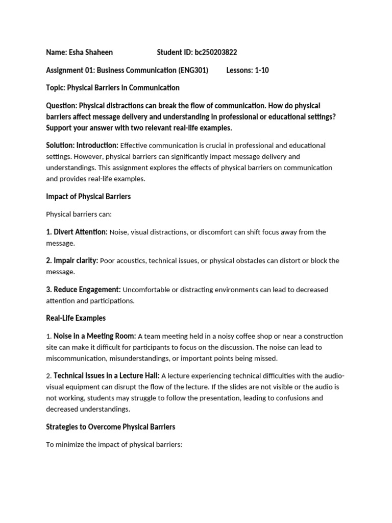 Bussiness Communication ENG301 | PDF | Communication | Noise