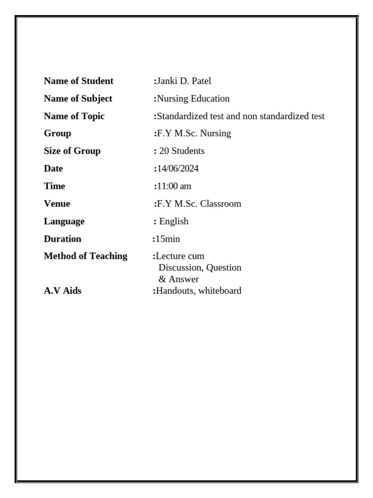 Standized Test and Non Standarized Test | PDF | Standardized Tests ...