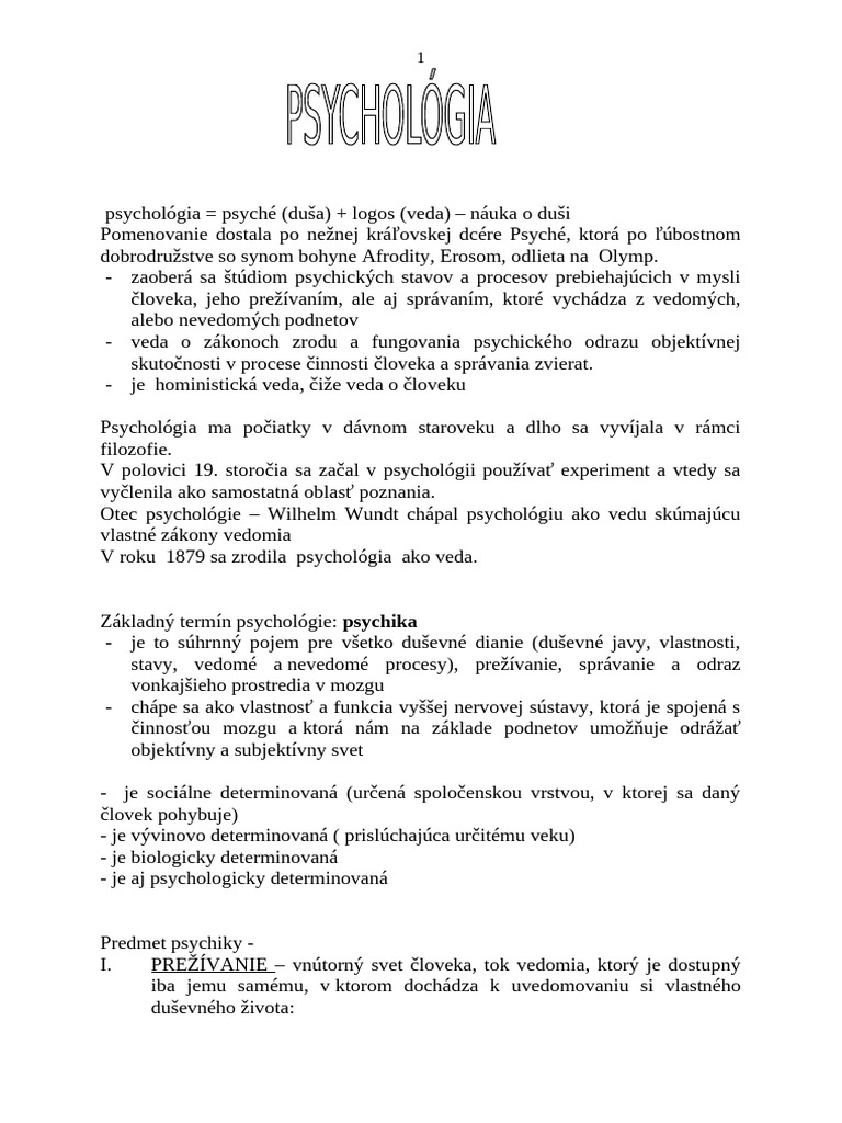 Úvod A Odvetvia Psychol | PDF