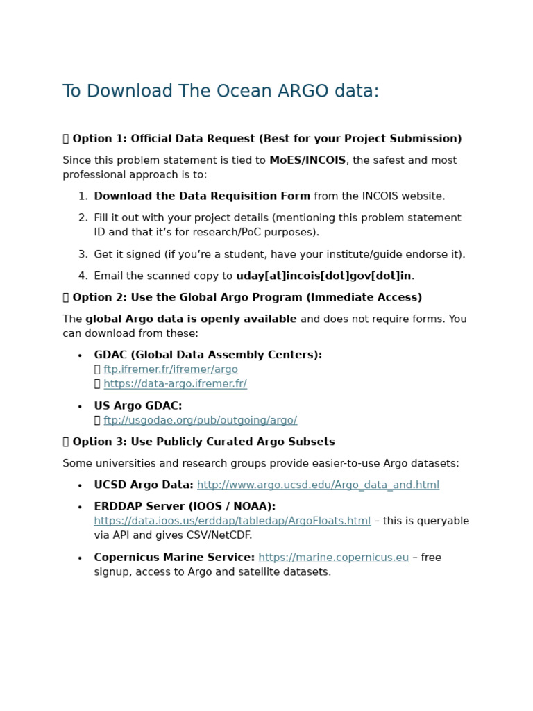 Downloading Ocean ARGO Data Guide | PDF | Databases | Postgre Sql