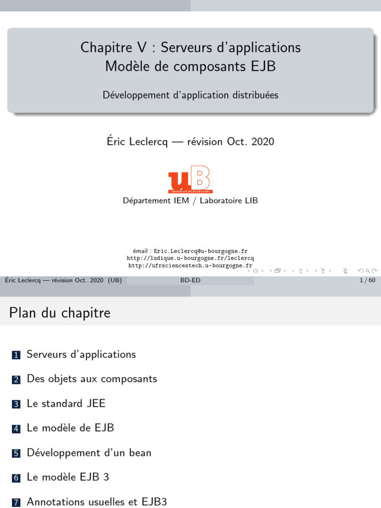 Serveurs d'applications et EJB | PDF | Modèle d'objet composant | Java ...