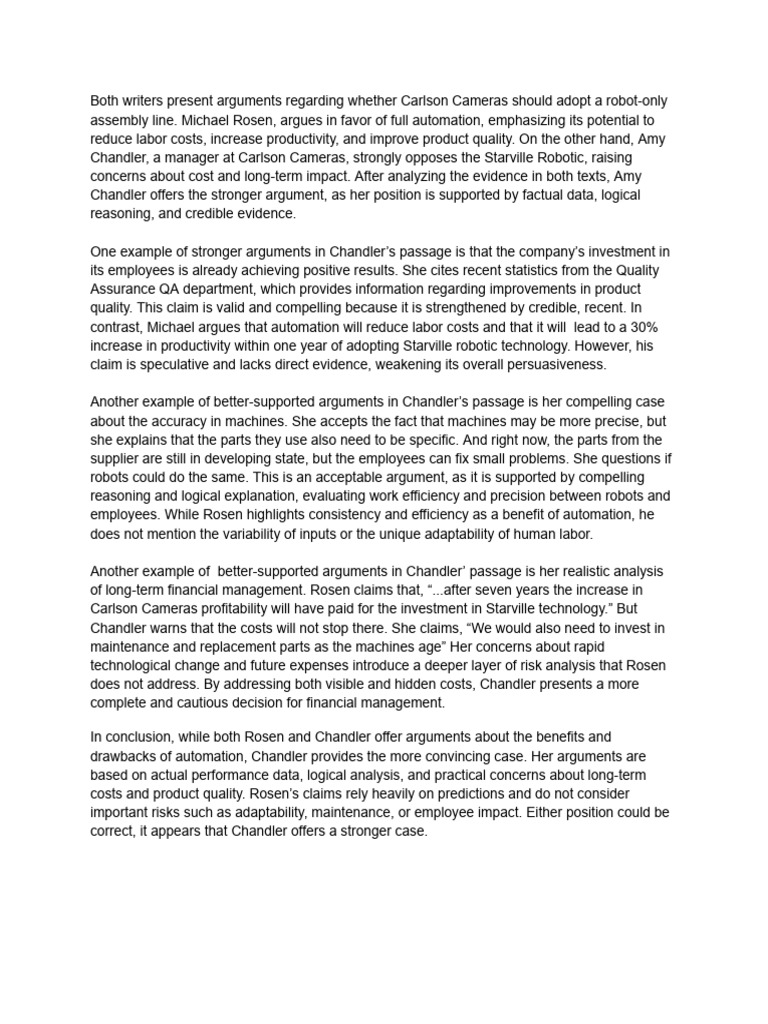 Automation Debate: Chandler vs. Rosen | PDF | Argument | Automation