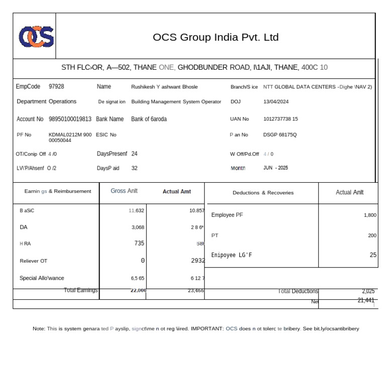 June Salary Slip | PDF