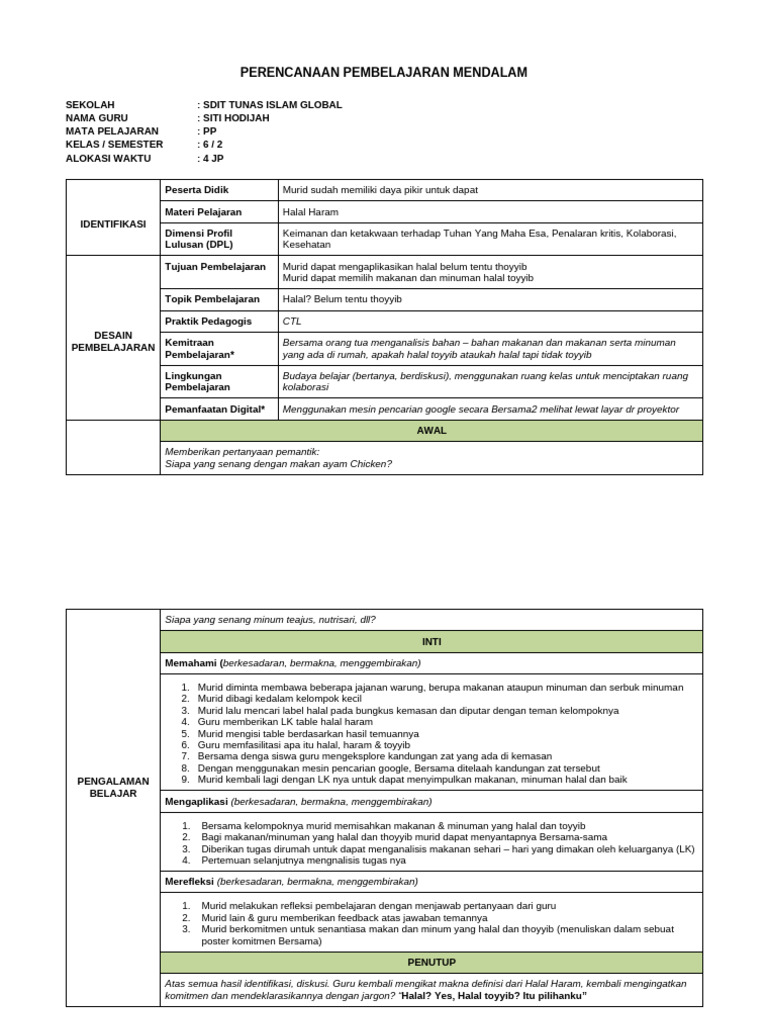 Contoh Rpp Pm Dari Fasilitator | PDF