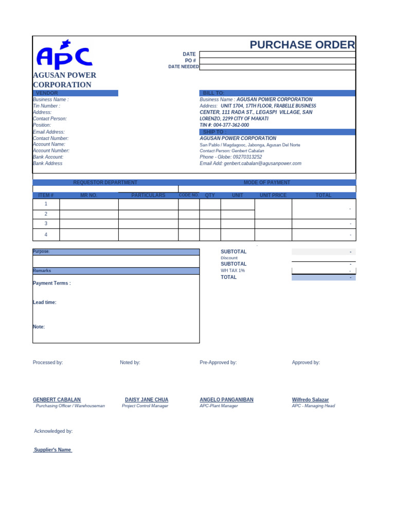PO Form | PDF | Business | Supply Chain Management