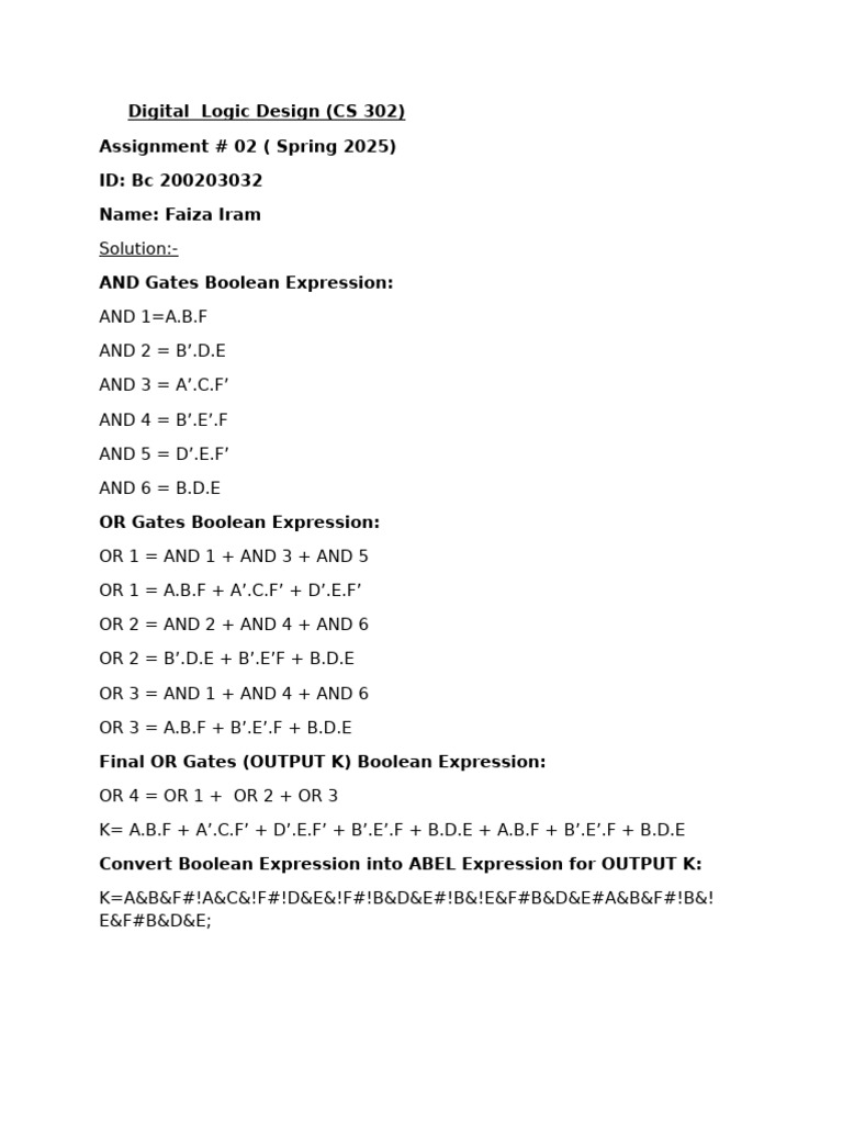 Spring 2025 - CS302 - 2 - BC200203032 | PDF