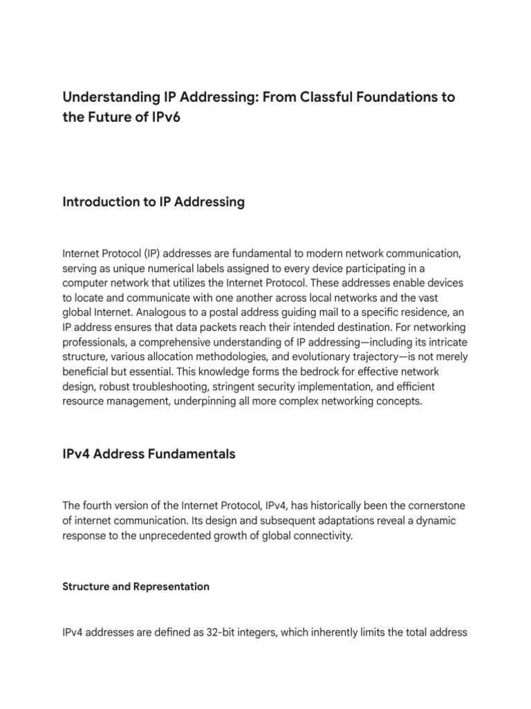 IP Addressing: IPv4 to IPv6 Explained | PDF | I Pv6 | Ip Address