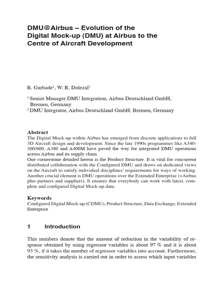 DMU@Airbus - Evolution of The Digital Mock-Up (DMU) at Airbus To The ...