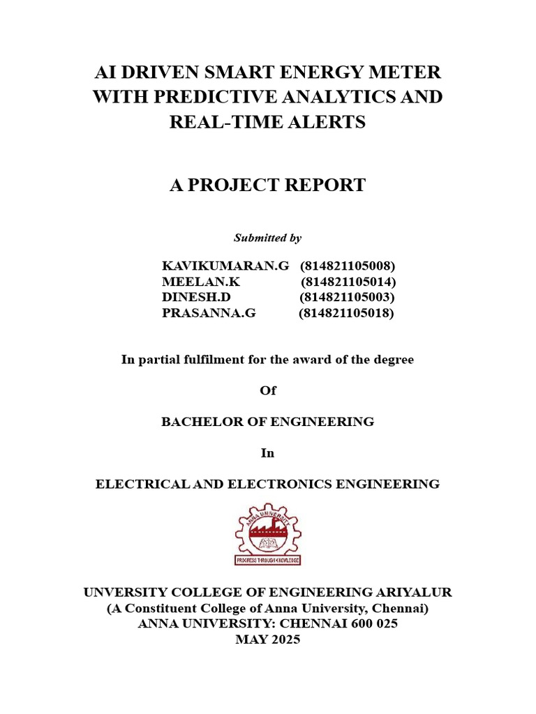 AI Smart Energy Meter Project Report | PDF | Internet Of Things | Smart ...