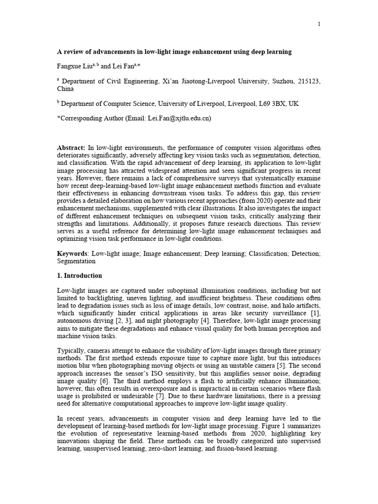 Advances in Low-Light Image Enhancement | PDF | Computer Vision | Image ...