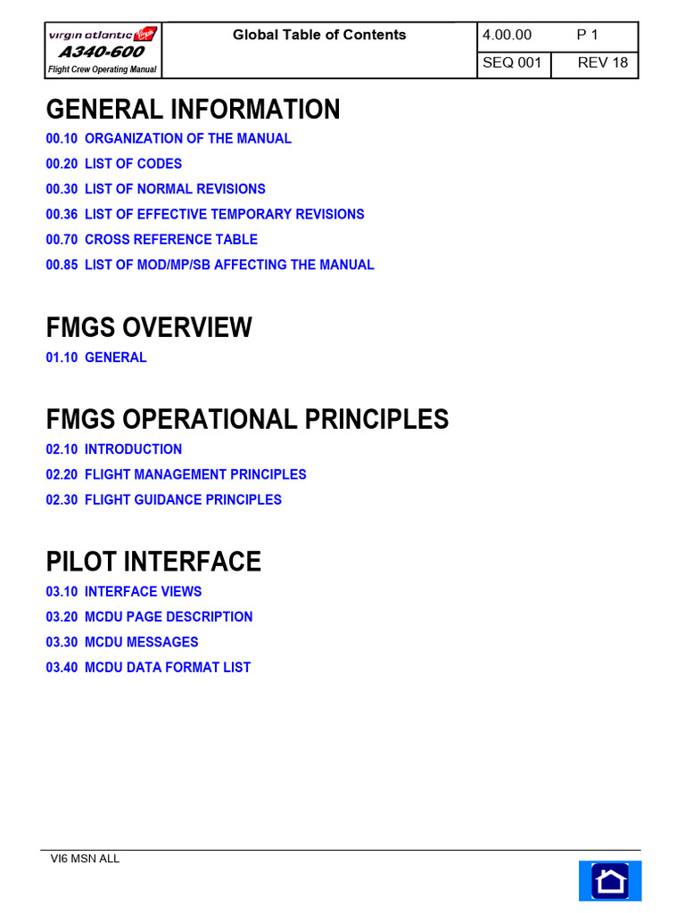 A340-600 Flight Crew Manual Overview | PDF