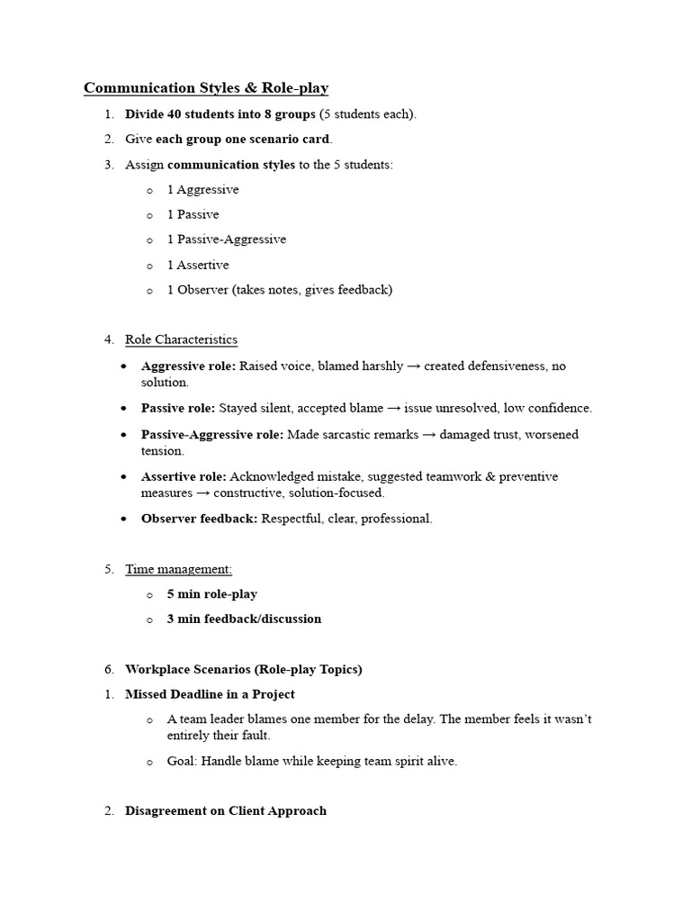 Role-Play Scenarios for Conflict Resolution | PDF | Aggression | Social ...
