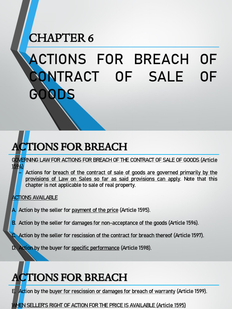 Breach of Sale of Goods: Legal Actions | PDF | Breach Of Contract | Damages