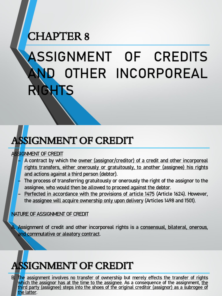 Assignment of Incorporeal Rights Explained | PDF | Assignment (Law ...