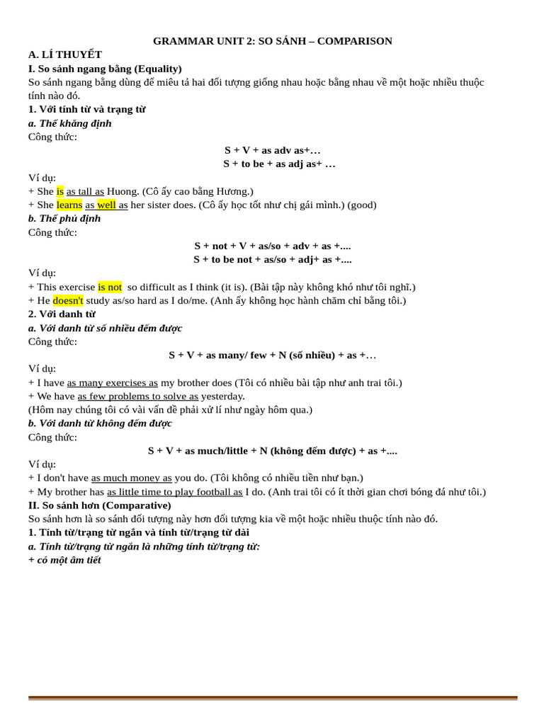 Grammar Unit 2 | PDF